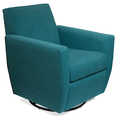 Contemporary Upholstered Swivel Chair with Track Arms